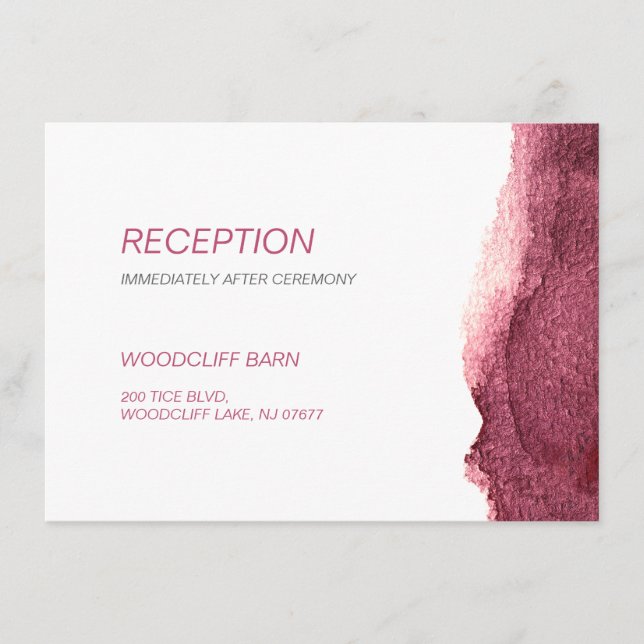 Carte D'accompagnement Marsala peinte accueil de mariage simple et modern (Devant)