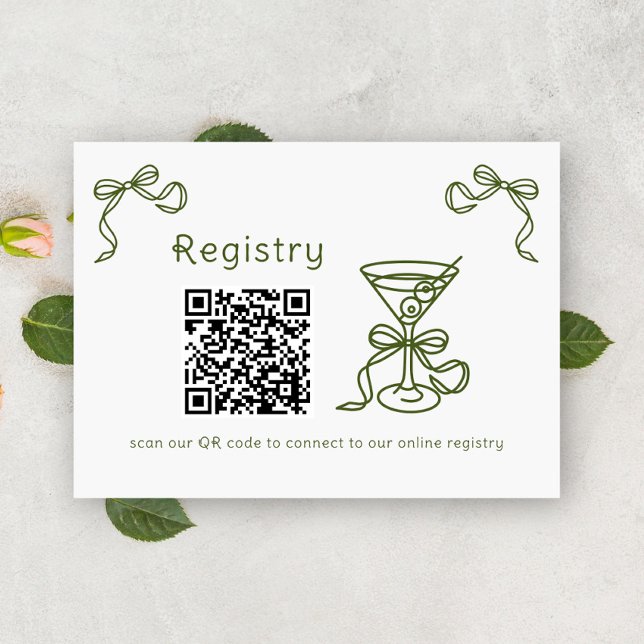 Carte D'accompagnement Martini QR code registre de douche de nuptiale (Créateur téléchargé)