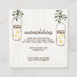Carte D'accompagnement Mason Jar & Fireflies Mariage rustique Hébergement