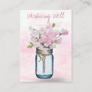CARTE D'ACCOMPAGNEMENT MASON JAR WATERCOLOR ROSE POIS DOUX SOUHAITER BIEN