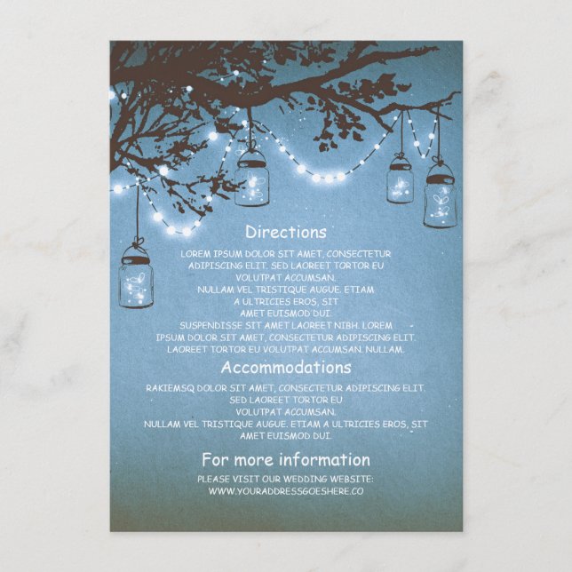 Carte D'accompagnement mason jars lucioles information mariage insérer (Devant)