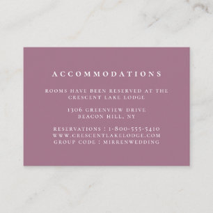 Carte D'accompagnement Mauve violet couleur solide Mariage Hébergements