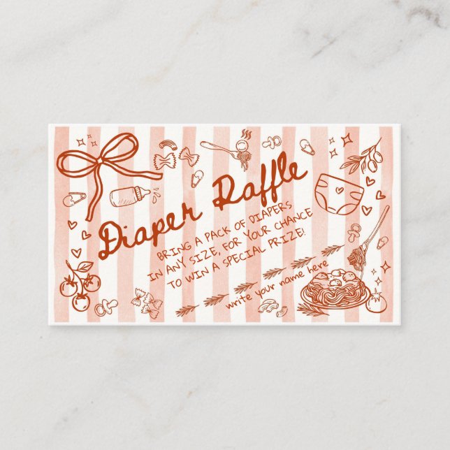 Carte D'accompagnement Meatball Italian Theme Diaper Raffle (Devant)