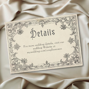 Carte D'accompagnement Médiéval Fantastique Noir Gravure Vintage Mariage