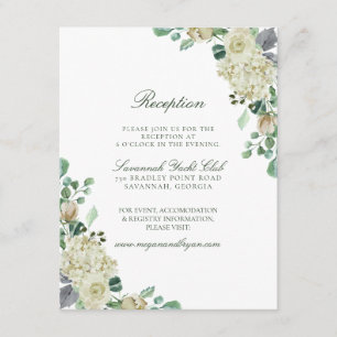 Carte D'accompagnement Megan White Roses Verdure Réception de mariage