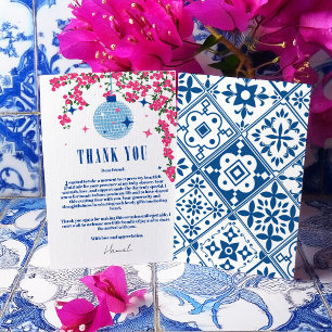 Carte D'accompagnement Merci Bougainvillea grec baby shower disco