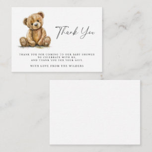 Carte D'accompagnement Merci de Baby shower d'ours en peluche