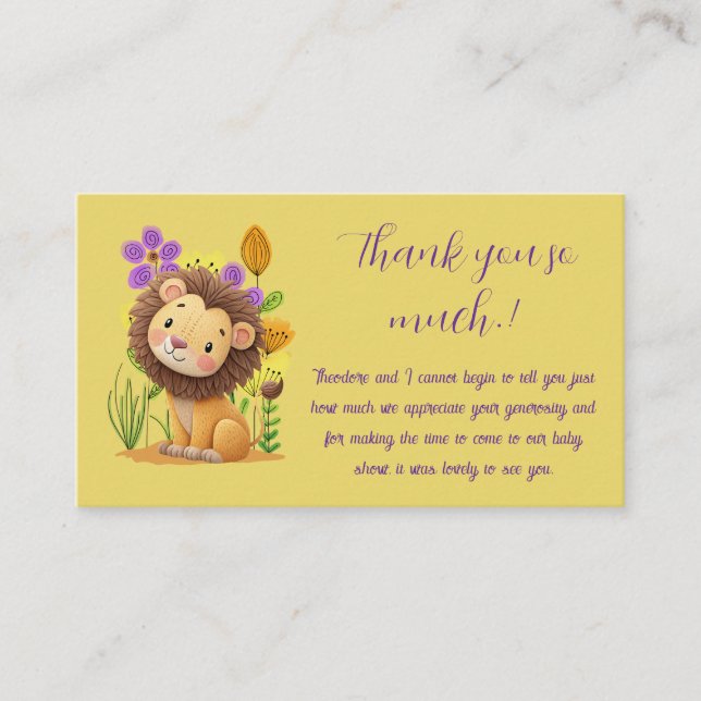 Carte D'accompagnement Merci de Baby shower Lion Cub (Devant)