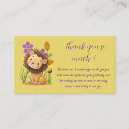 Carte D'accompagnement Merci de Baby shower Lion Cub
