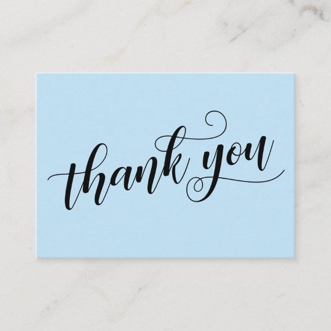 Carte D'accompagnement Merci Élégante Typographie Bleu Mariage Favoriser (Devant)