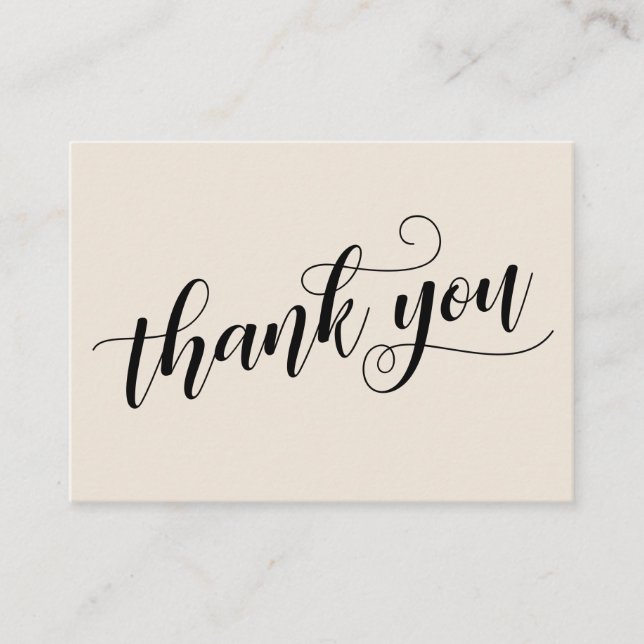 Carte D'accompagnement Merci Élégante Typographie Crème Mariage Faveur (Devant)
