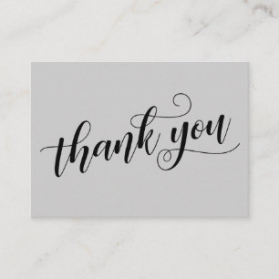 Carte D'accompagnement Merci Élégante Typographie Gris Mariage Faveur