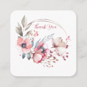 Carte D'accompagnement Merci en texte manuscrit, floral, votre message