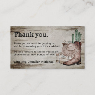 Carte D'accompagnement Merci foncé rustique bébé cowboy