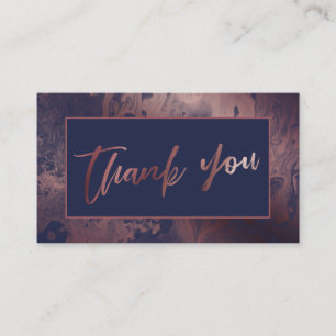 Carte D'accompagnement Merci marbré Rose moderne Gold & Navy