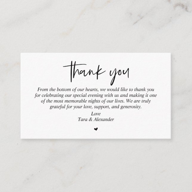 Carte D'accompagnement Merci mariage, boîtier de script simple moderne (Devant)