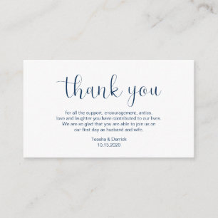 Carte D'accompagnement Merci Mariage, conception minimale, police bleue m