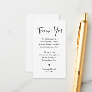Carte D'accompagnement Merci mariage, noir et blanc