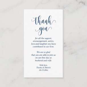 Carte D'accompagnement Merci mariage, Script moderne, Bleu de marine clas