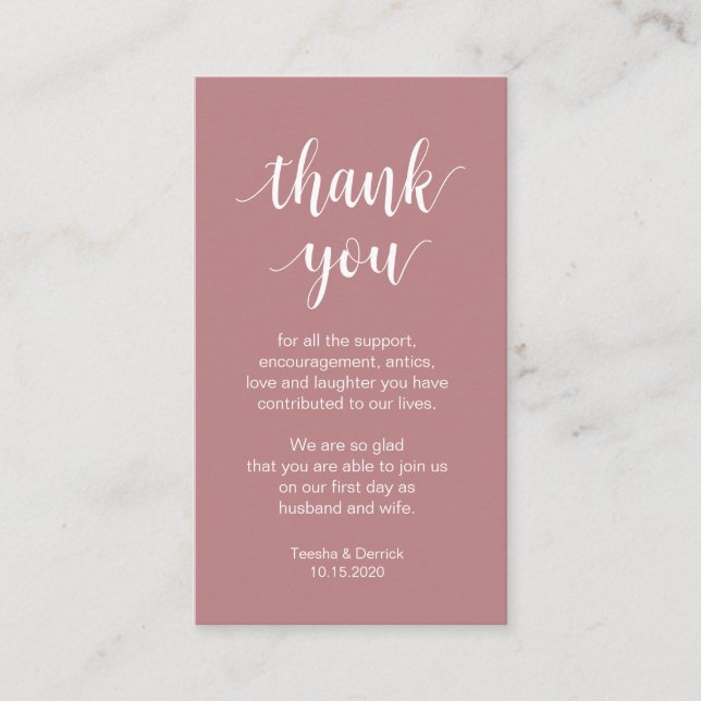 Carte D'accompagnement Merci mariage, Script simple moderne (Devant)