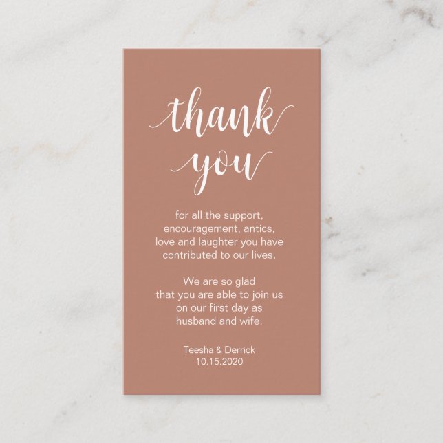 Carte D'accompagnement Merci mariage, Script simple moderne (Devant)