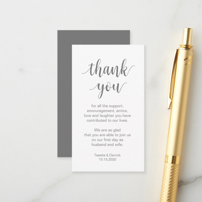 Carte D'accompagnement Merci mariage, Script simple moderne (Devant/Arrière en situation)