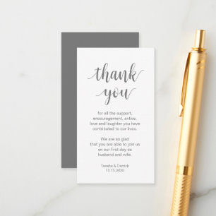 Carte D'accompagnement Merci mariage, Script simple moderne