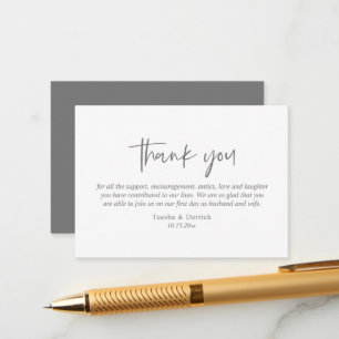Carte D'accompagnement Merci mariage, Script simple moderne gris foncé