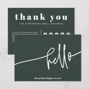 Carte D'accompagnement Merci vert de Noël Commande petite entreprise