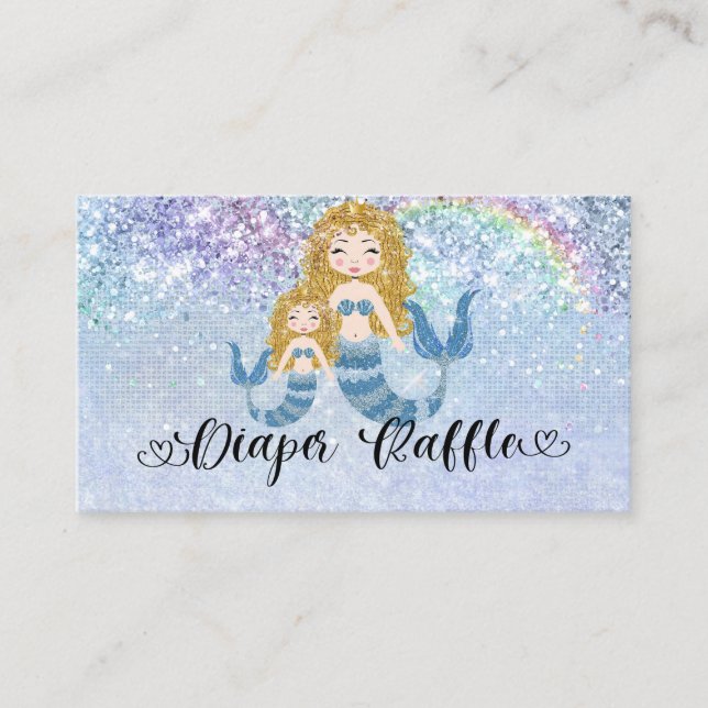 Carte D'accompagnement Mermaids sous la mer Blue Blonde Déchets Raffle (Devant)