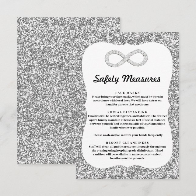 Carte D'accompagnement Mesures de sécurité en diamant à paillettes d'arge (Devant / Derrière)