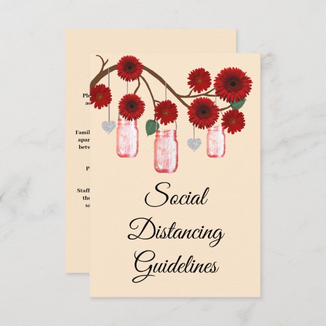 Carte D'accompagnement Mesures de sécurité pour le pot Mason aux fleurs r (Devant / Derrière)