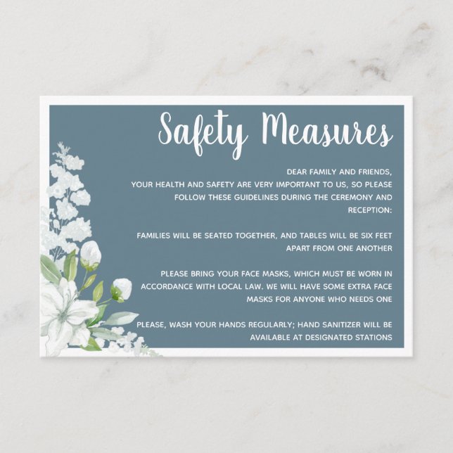 Carte D'accompagnement Mesures de sécurité pour les fleurs blanches roman (Devant)
