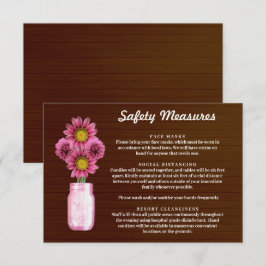 Carte D'accompagnement Mesures de sécurité pour pot Mason à fleurs rose r
