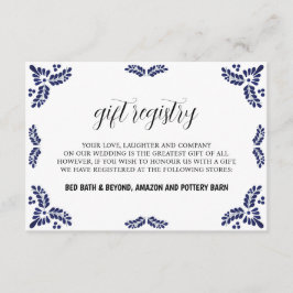 Carte D'accompagnement Mexican Talavera Black Floral Minimalist Wedding