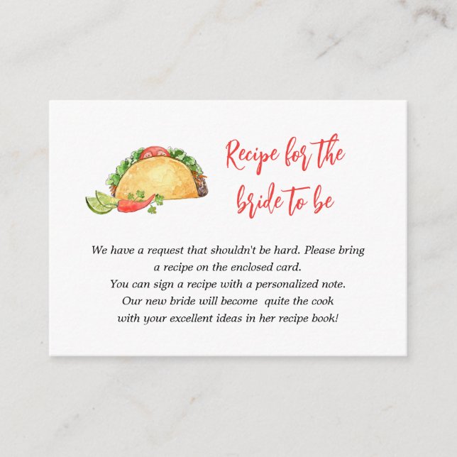 Carte D'accompagnement Mexique Taco Apportez une recette demande Fête des (Devant)