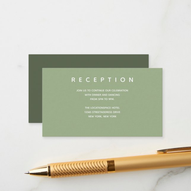 Carte D'accompagnement Micro Mariage Sage Petites informations de récepti (Devant/Arrière en situation)