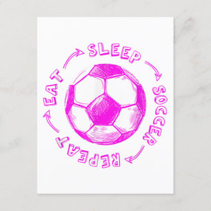 Carte D'accompagnement Mignonnes Filles Mangent Sleep Soccer Répéter - Jo
