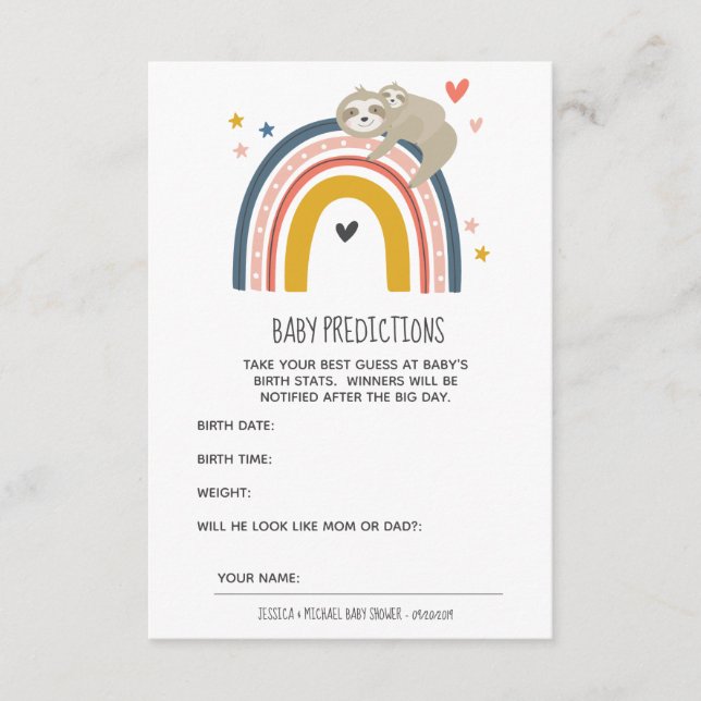 Carte D'accompagnement Migny maman et bébé Sloth Rainbow Baby Prédictions (Devant)