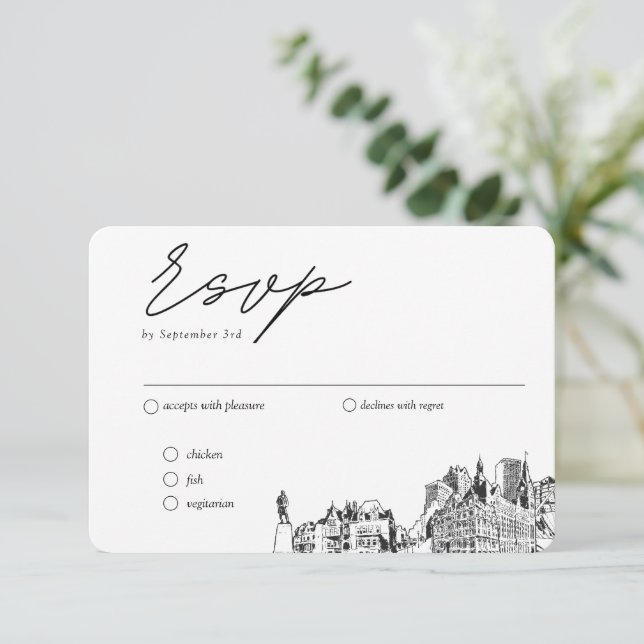 Carte D'accompagnement Milwaukee Mariage traditionnel RSVP Options de rep (Debout devant)