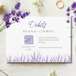 Carte D'accompagnement Mini détails de calligraphie Qr Code Lavender Mari
