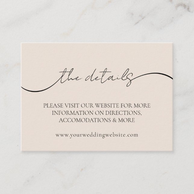 Carte D'accompagnement Mini Mariage moderne Détails photo minimaux (Devant)