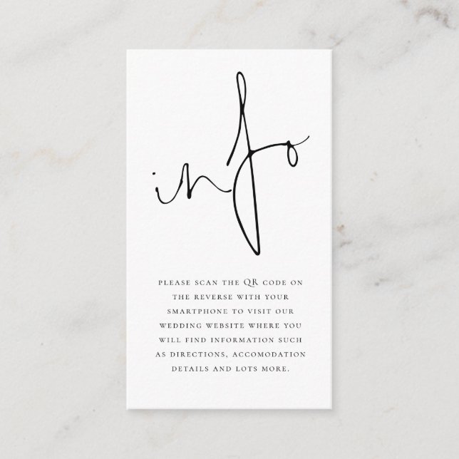Carte D'accompagnement Mini Modern Script Info QR Code Détails du Mariage (Devant)