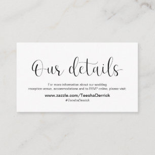 Carte D'accompagnement Mini, Police noire, Détails du Mariage