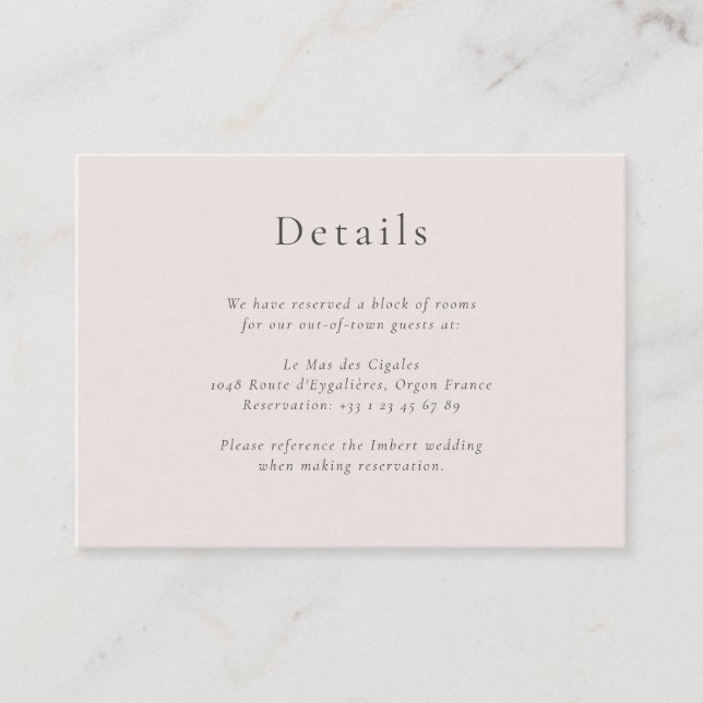 Carte D'accompagnement Mini rose noir Mariage Informations détaillées sur (Devant)