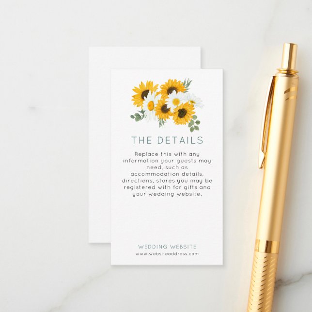 Carte D'accompagnement MINI Rustic Sunflowers Fleur sauvage Détails du Ma (Devant/Arrière en situation)