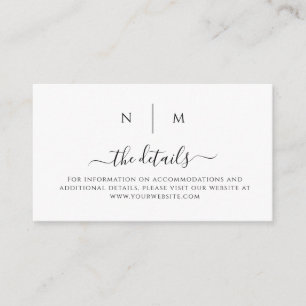 Carte D'accompagnement Minimal&Chic personnalisé  Détails du Mariage noir