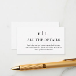 Carte D'accompagnement Minimal et chic | Détails du Mariage noir et blanc