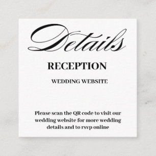 Carte D'accompagnement Minimal et chic   Mariage de code QR noir et blanc