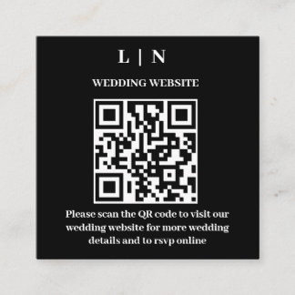 Carte D'accompagnement Minimal et chic | Mariage de code QR noir et blanc